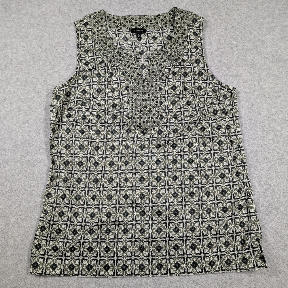 Talbots Women Top‎ Small Tile Patterned Sleeveless Tunic